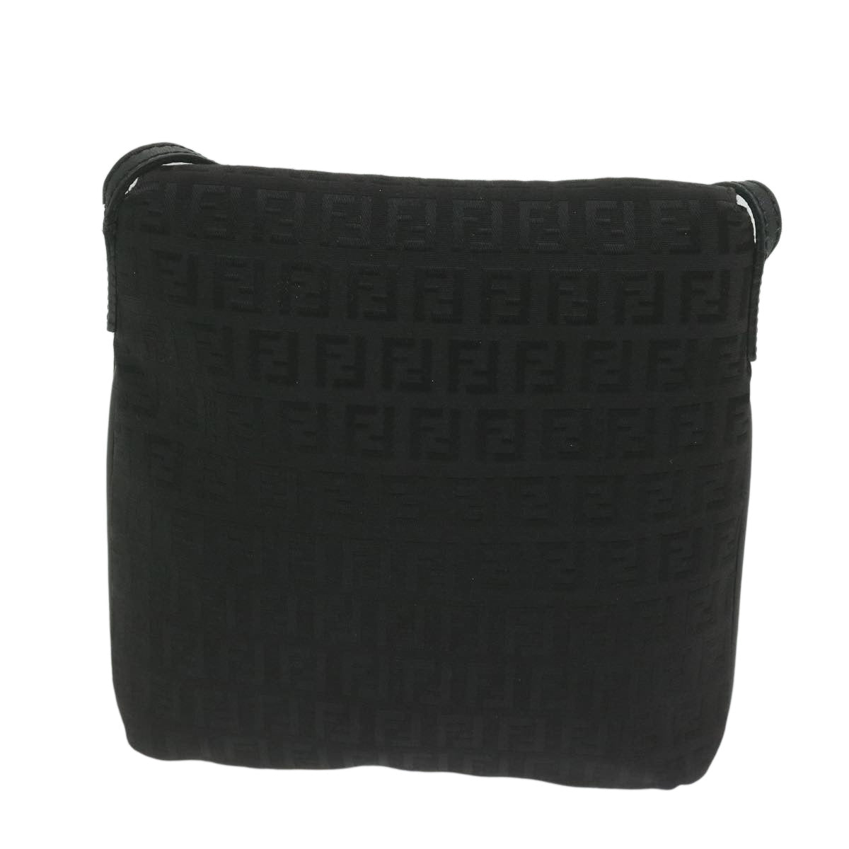 FENDI Zucchino Canvas Shoulder Bag Black Auth 61959