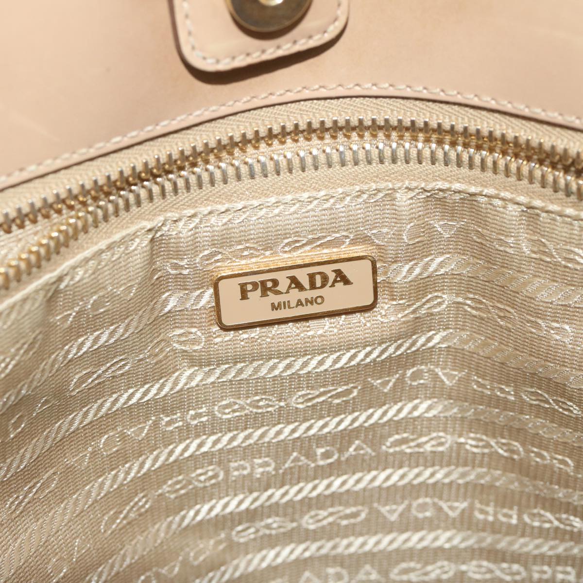 PRADA Hand Bag Nylon Beige Auth 61960