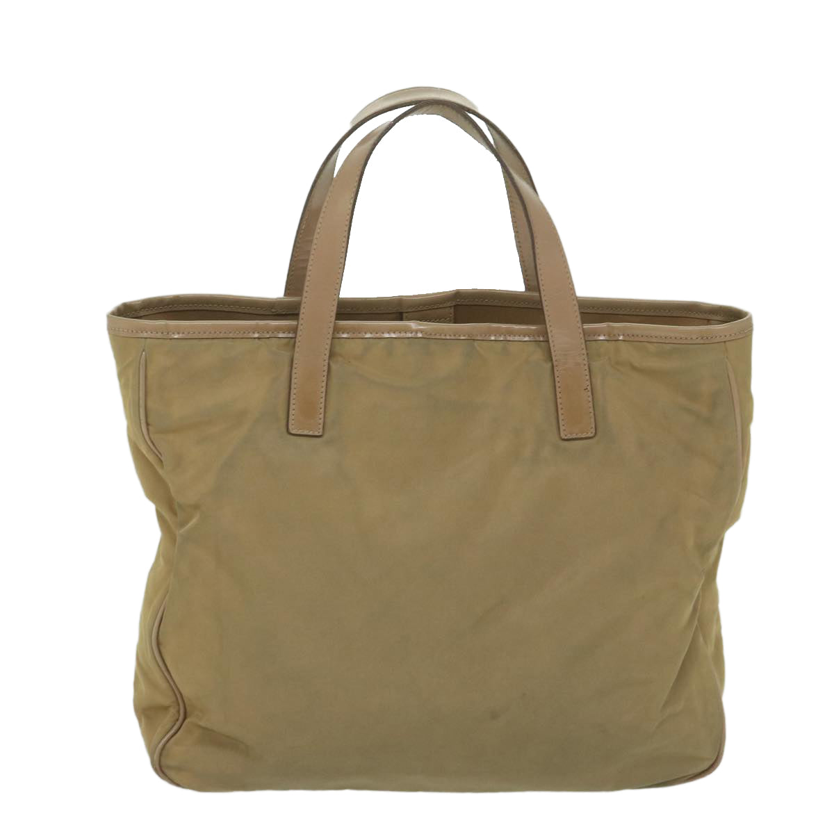PRADA Hand Bag Nylon Beige Auth 61960 - 0