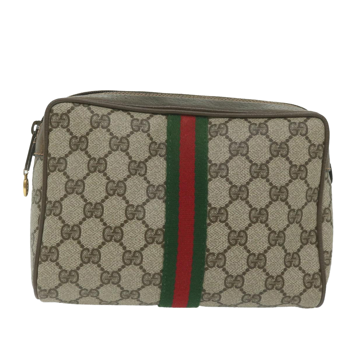 GUCCI GG Supreme Web Sherry Line Clutch Bag Beige Red Green 63 01 012 Auth 61993 - 0