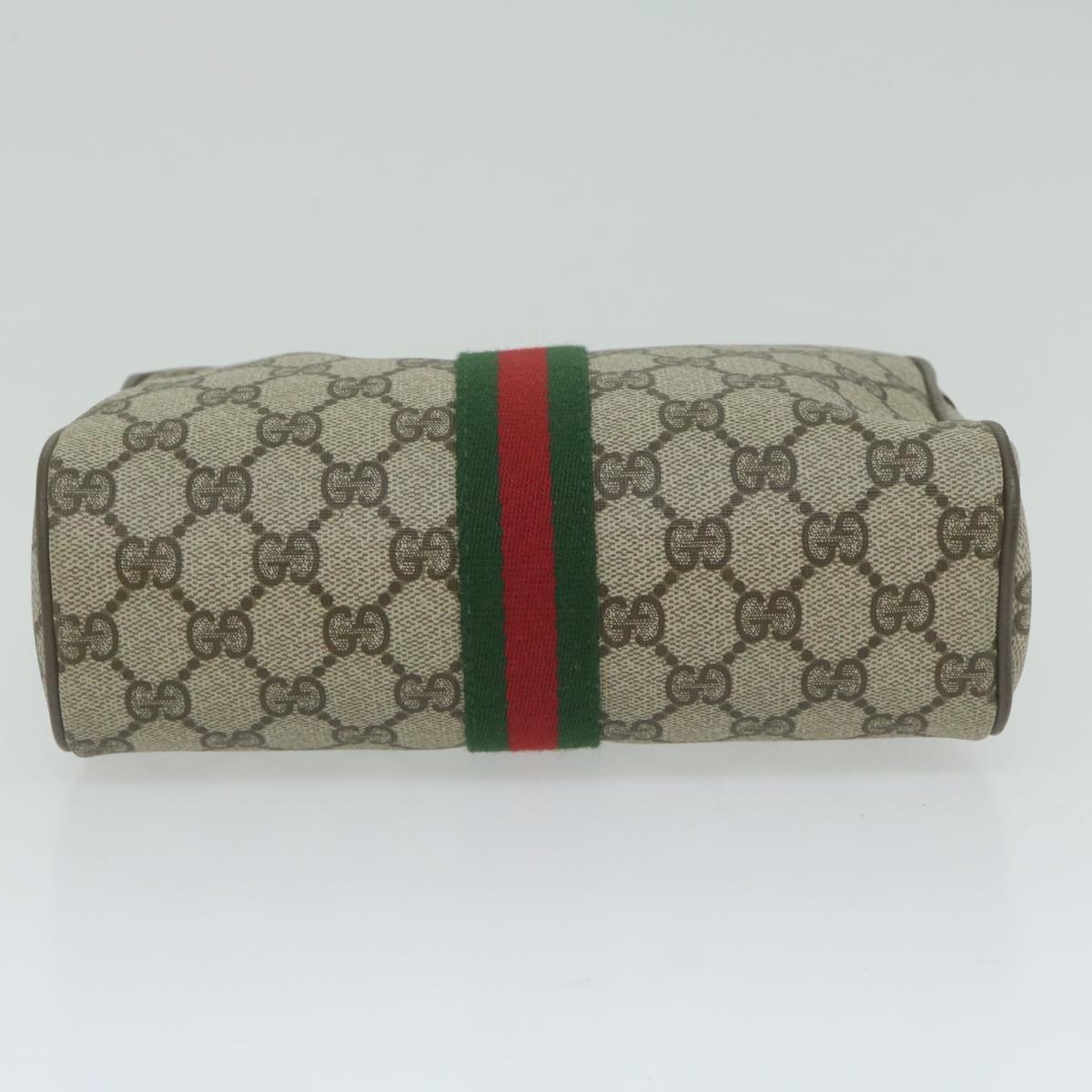 GUCCI GG Supreme Web Sherry Line Clutch Bag Beige Red Green 63 01 012 Auth 61993