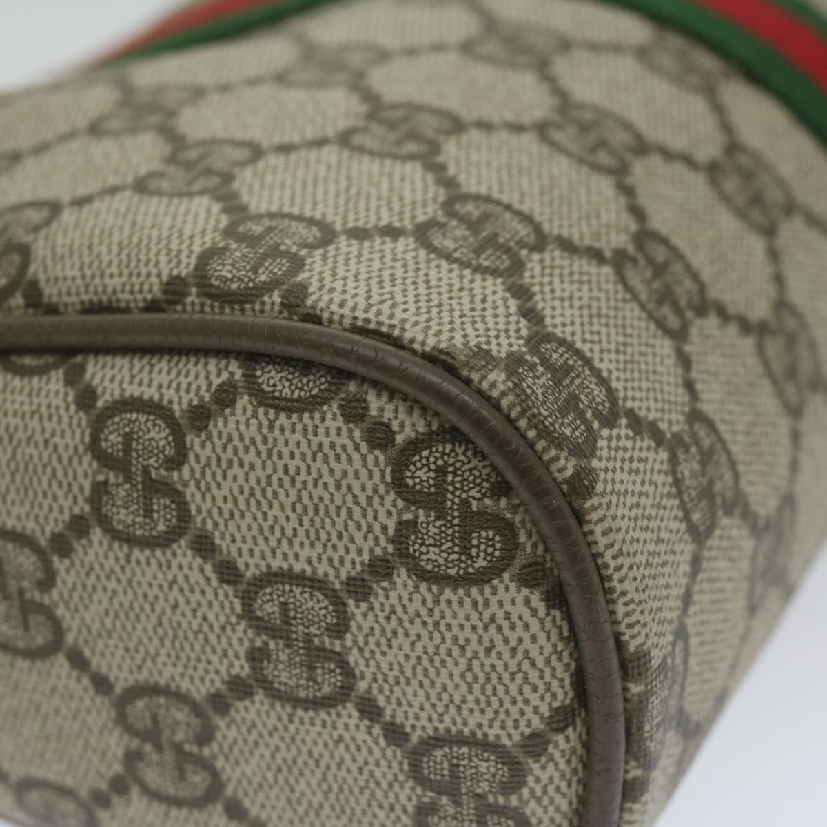 GUCCI GG Supreme Web Sherry Line Clutch Bag Beige Red Green 63 01 012 Auth 61993