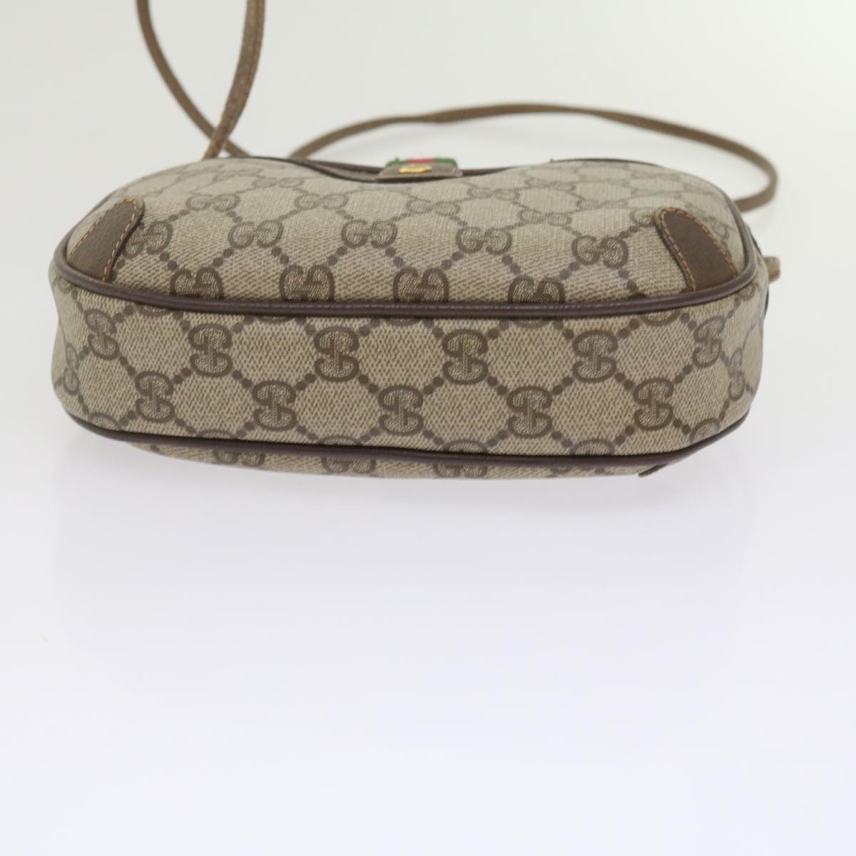 GUCCI GG Supreme Web Sherry Line Shoulder Bag Beige Red 89 02 066 Auth 61995