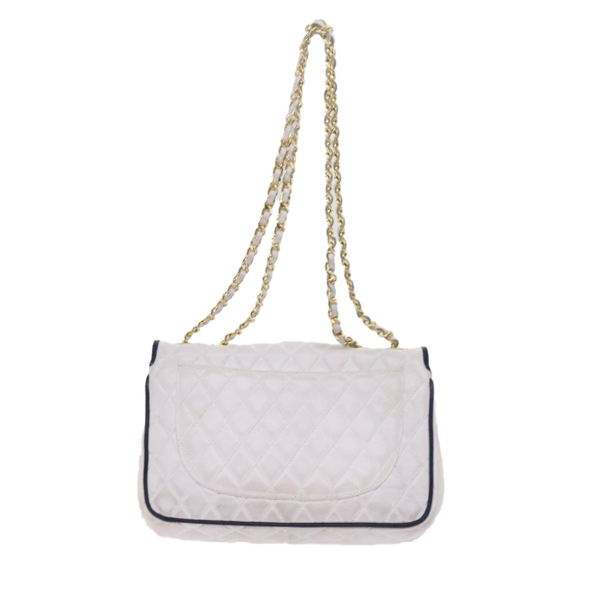 BALLY Chain Shoulder Bag Leather White Auth 62020