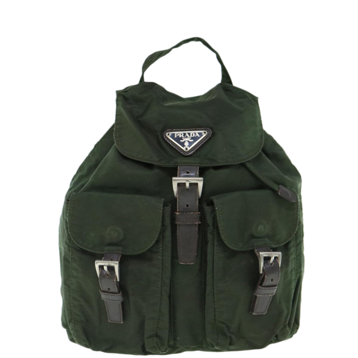 PRADA Backpack Nylon Khaki Auth 62079