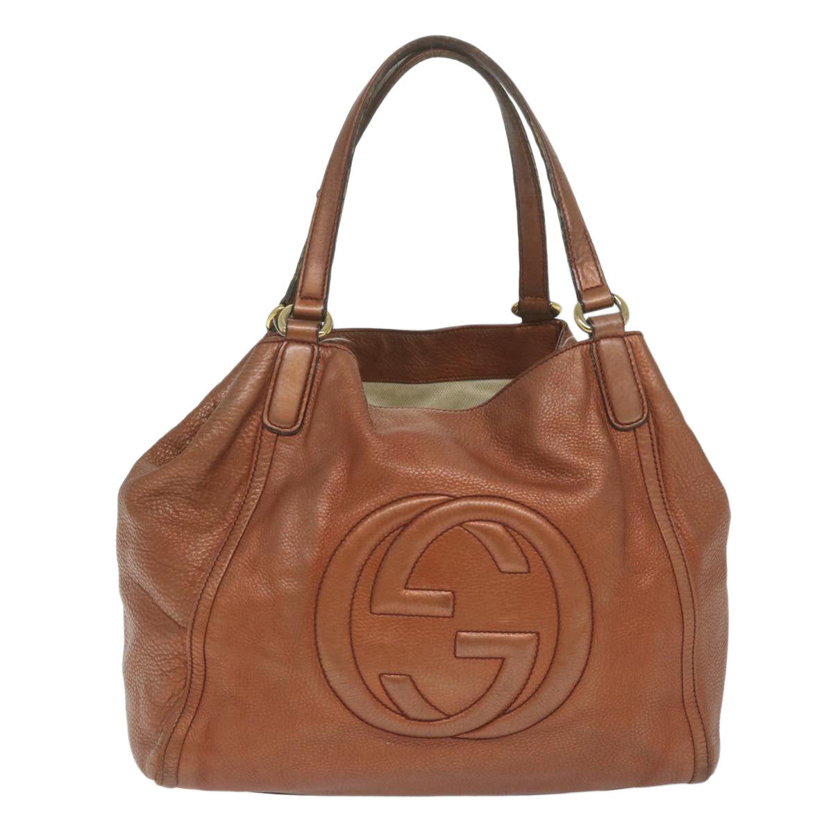 GUCCI Soho Tote Bag Leather Bronze 282309 Auth 62081 - 0