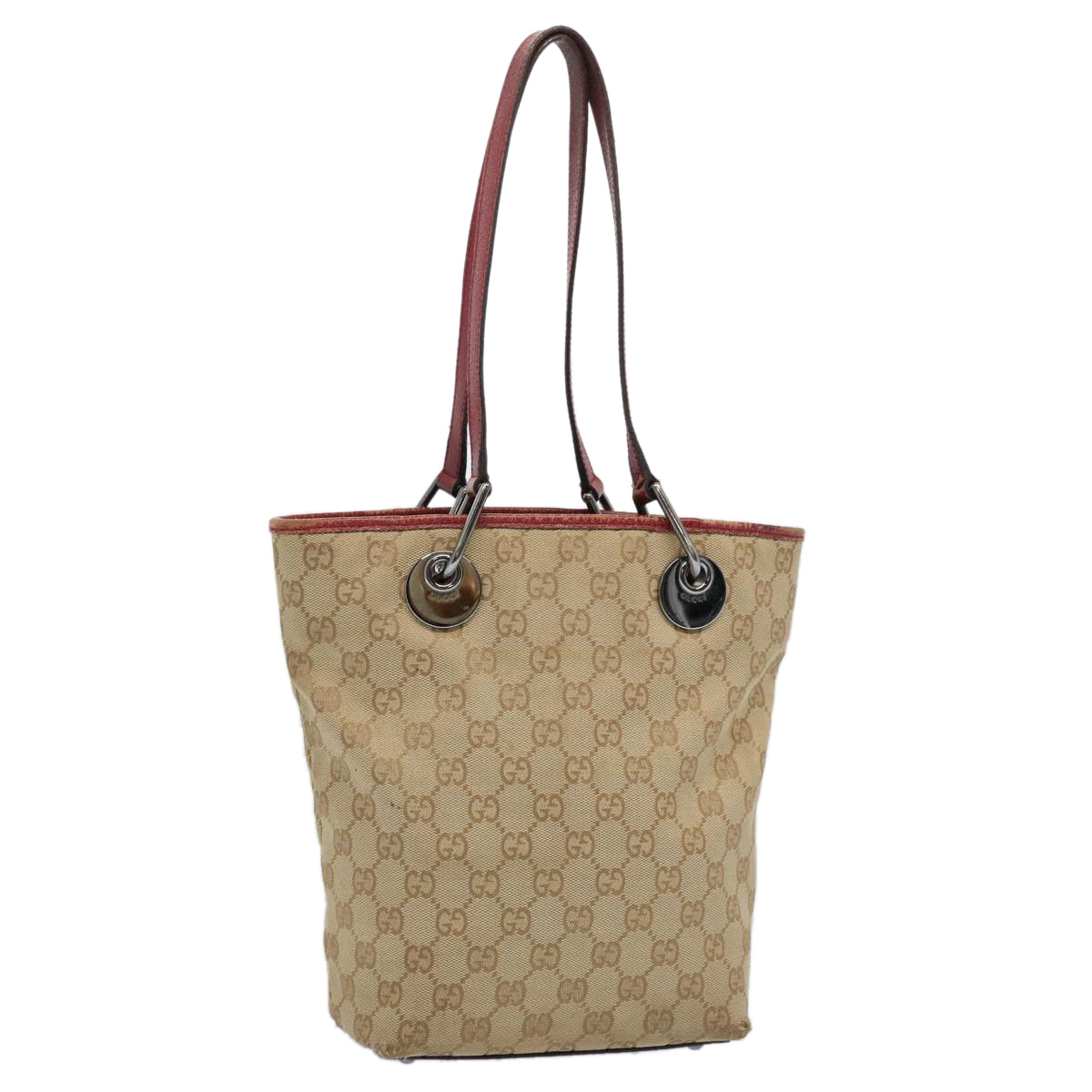 GUCCI GG Canvas Tote Bag Beige 120840 Auth 62102