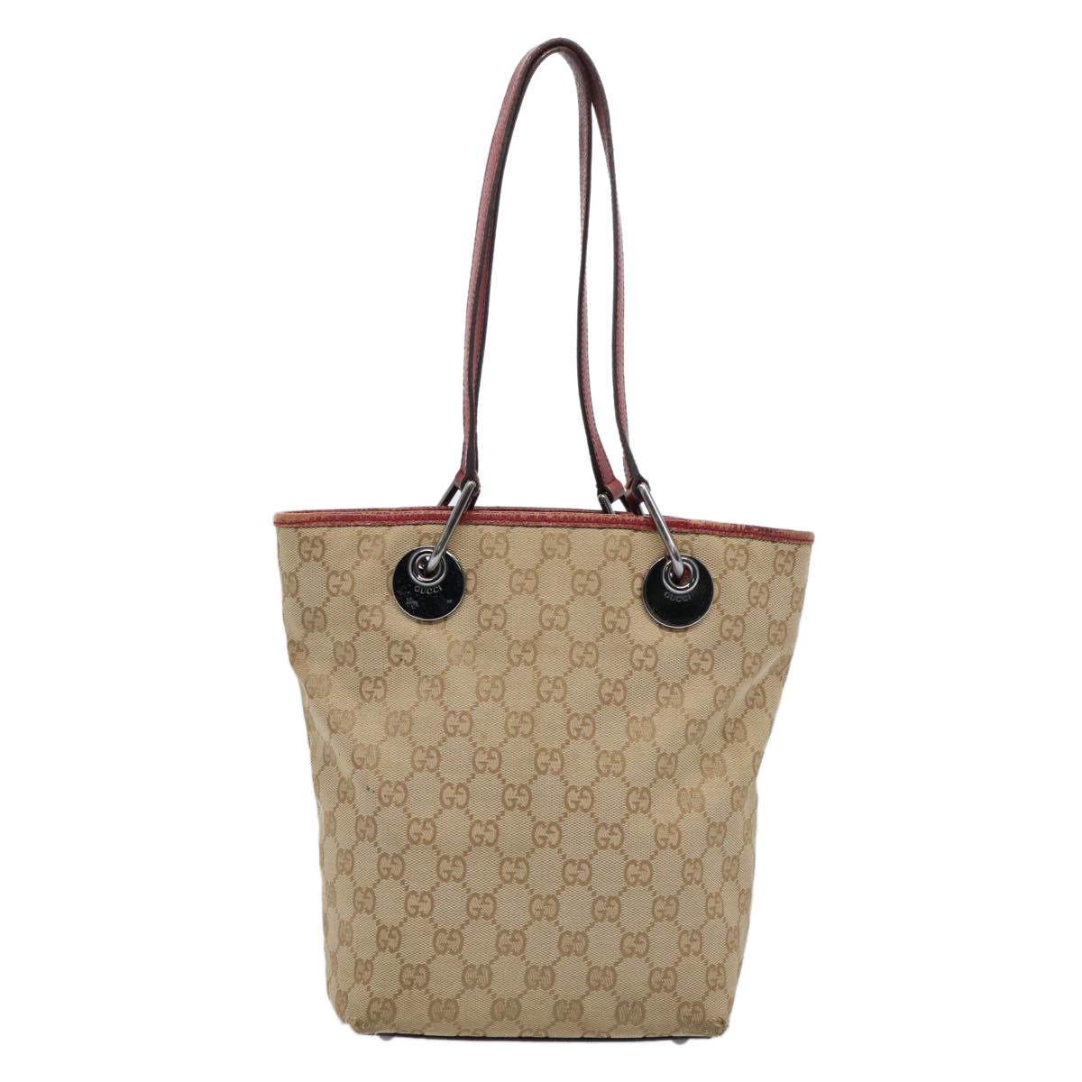 GUCCI GG Canvas Tote Bag Beige 120840 Auth 62102