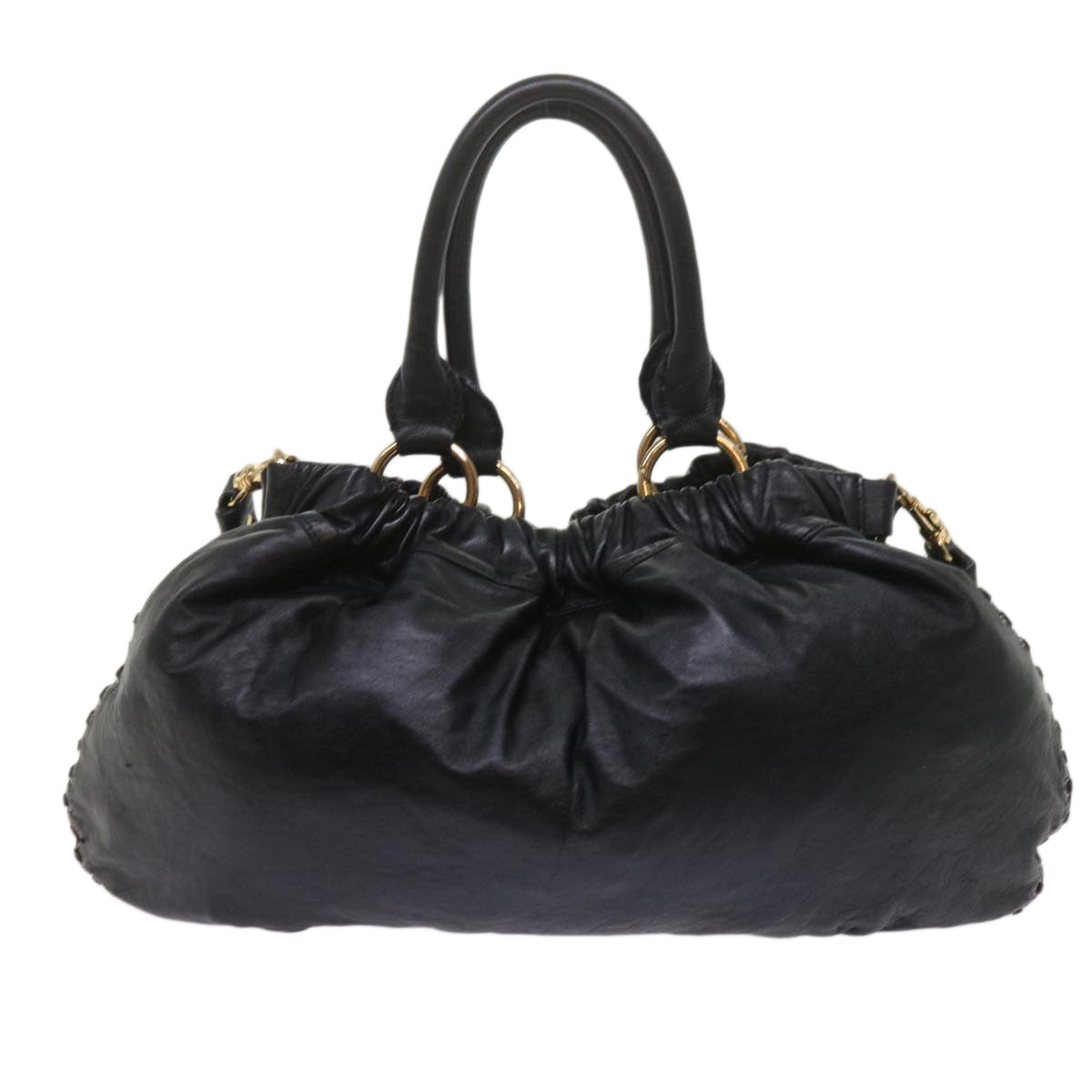 Miu Miu Hand Bag Leather Black Auth 62115 - 0
