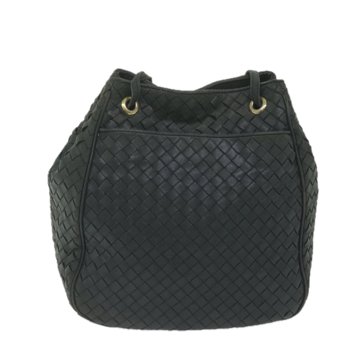 BOTTEGAVENETA INTRECCIATO Shoulder Bag Leather Black Auth 62130