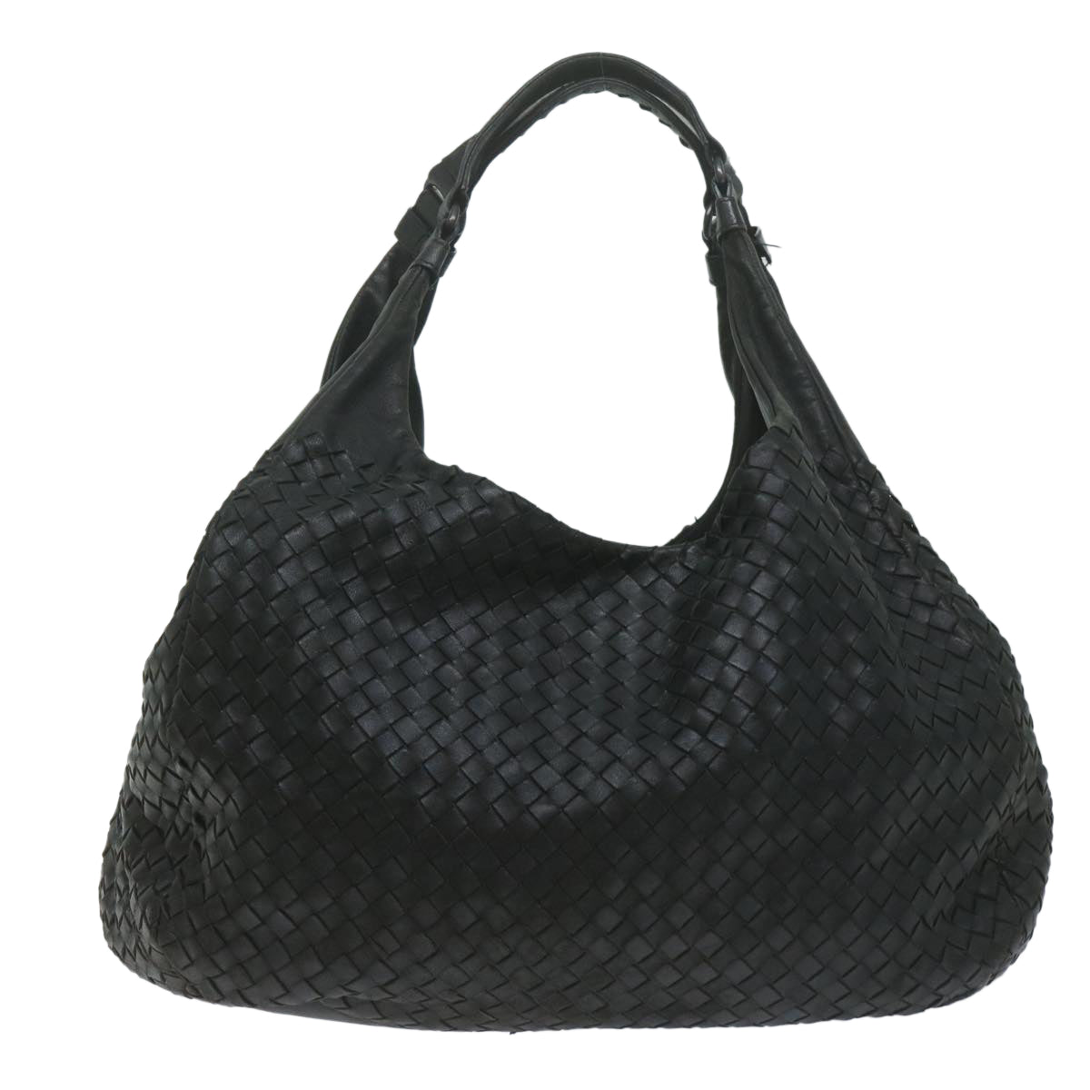 BOTTEGAVENETA INTRECCIATO Campana Hand Bag Leather Black Auth 62137 - 0