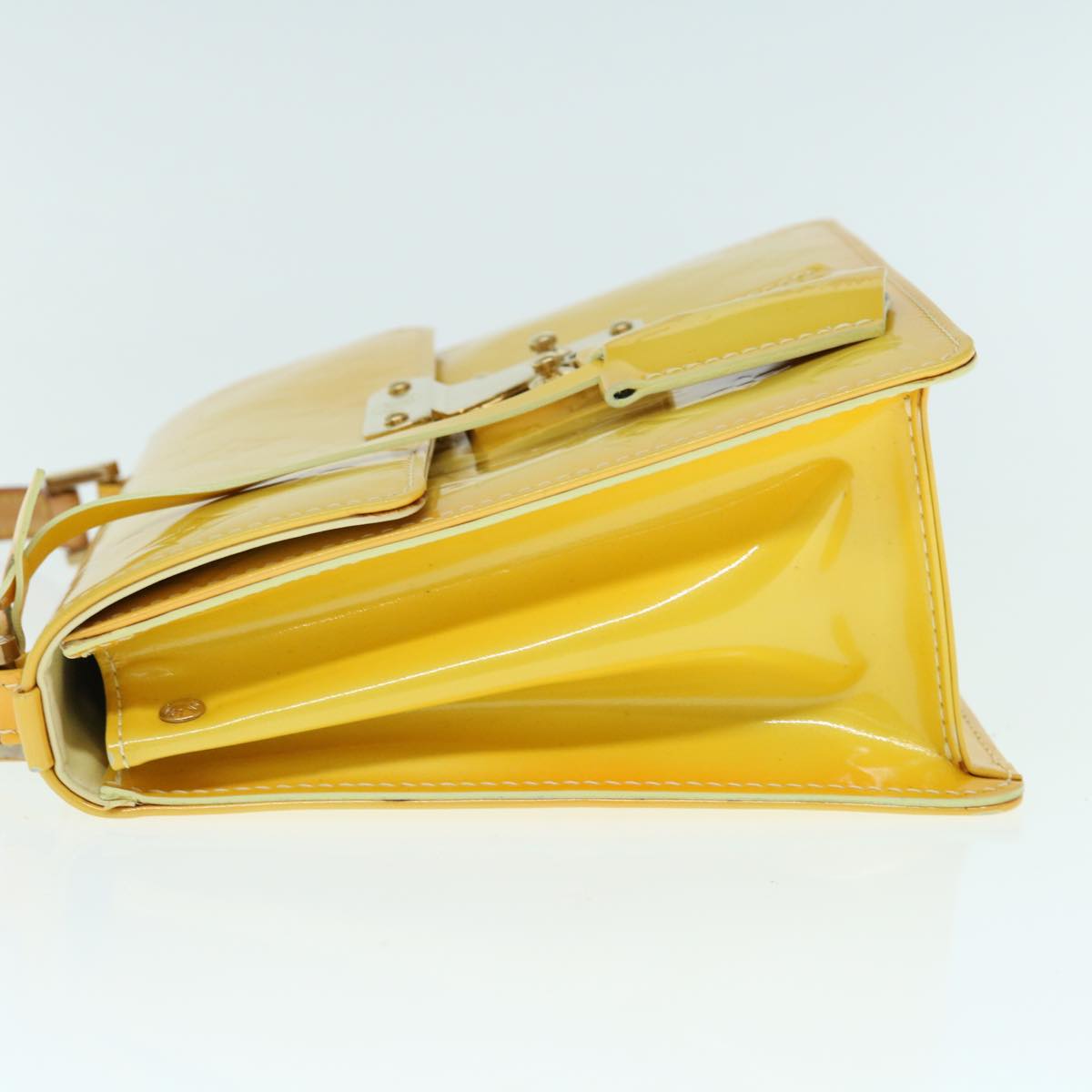 LOUIS VUITTON Monogram Vernis Spring Street Bag Lime Yellow M91068 LV Auth 62187