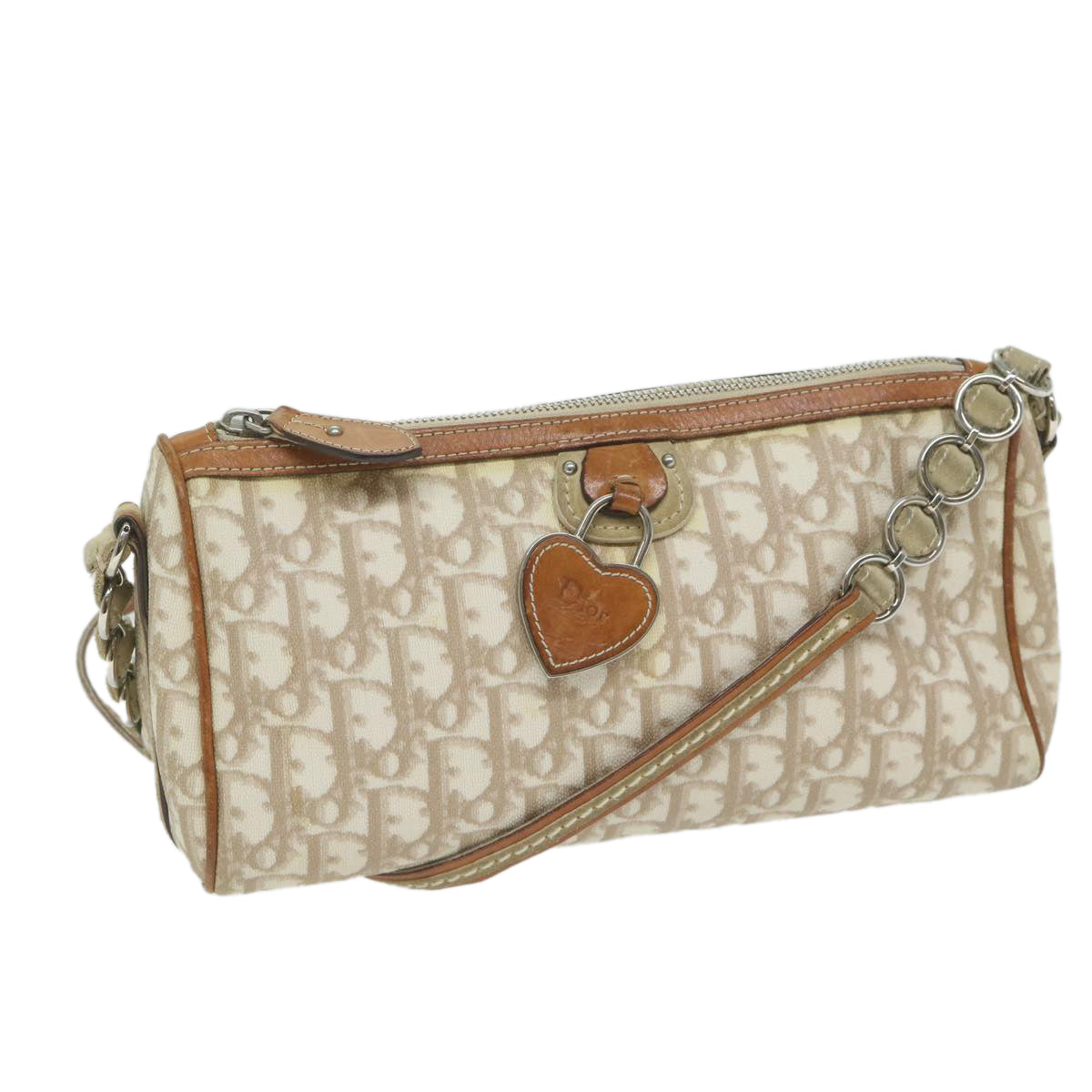 Christian Dior Trotter Romantic Shoulder Bag Beige 03 BO 1006 Auth 62190