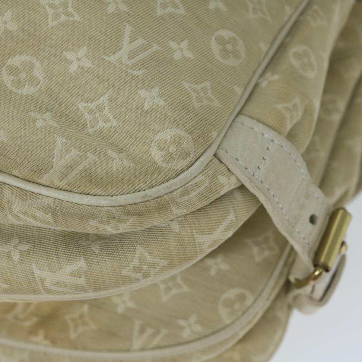 LOUIS VUITTON Monogram Mini Lin Saumur PM Shoulder Bag Ivory M95314 Auth 62201