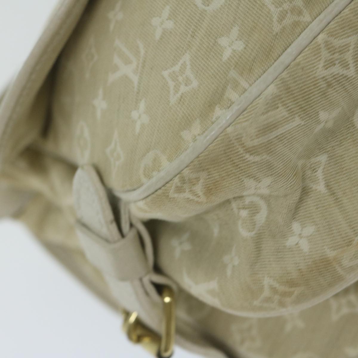 LOUIS VUITTON Monogram Mini Lin Saumur PM Shoulder Bag Ivory M95314 Auth 62201