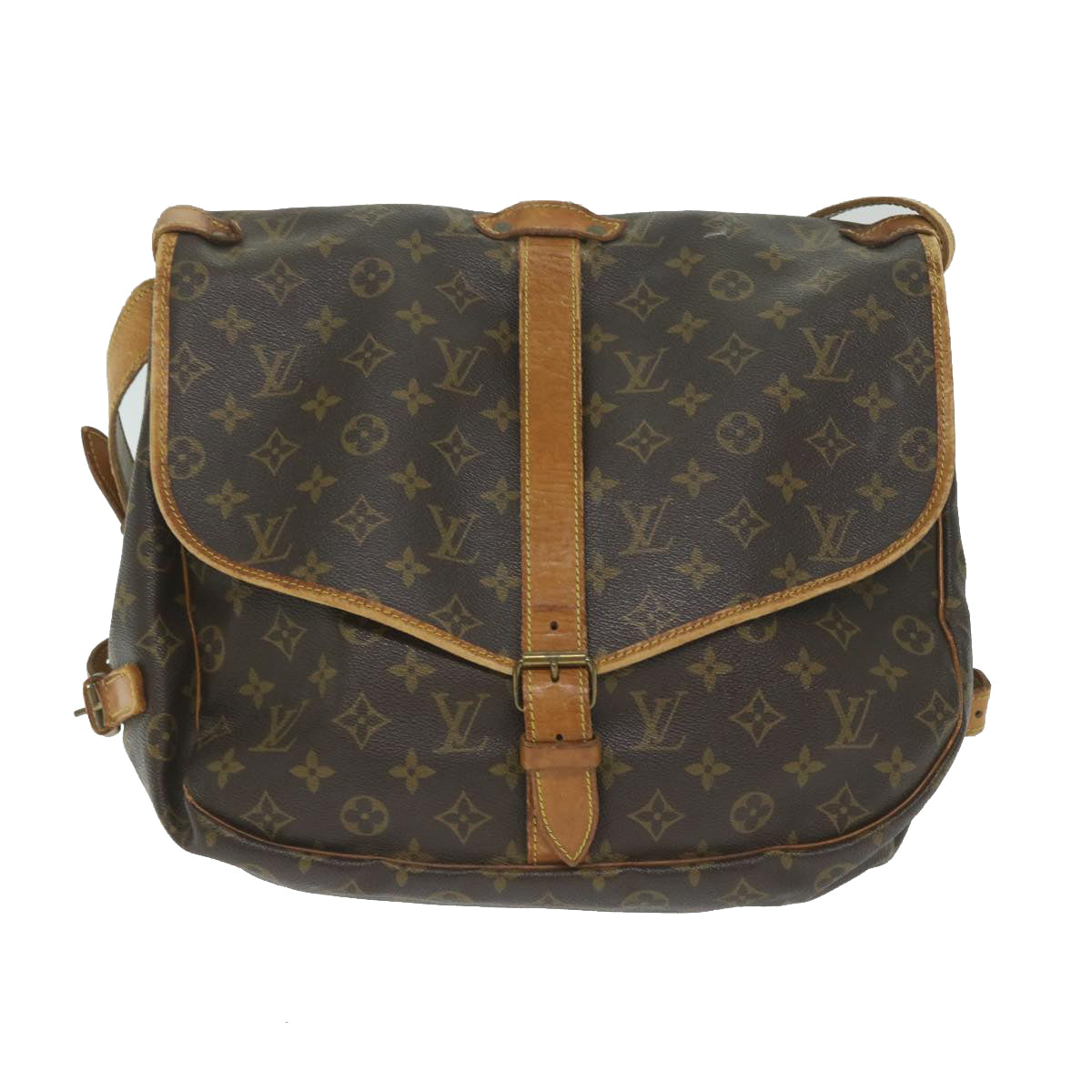 LOUIS VUITTON Monogram Saumur 35 Shoulder Bag M42254 LV Auth 62223