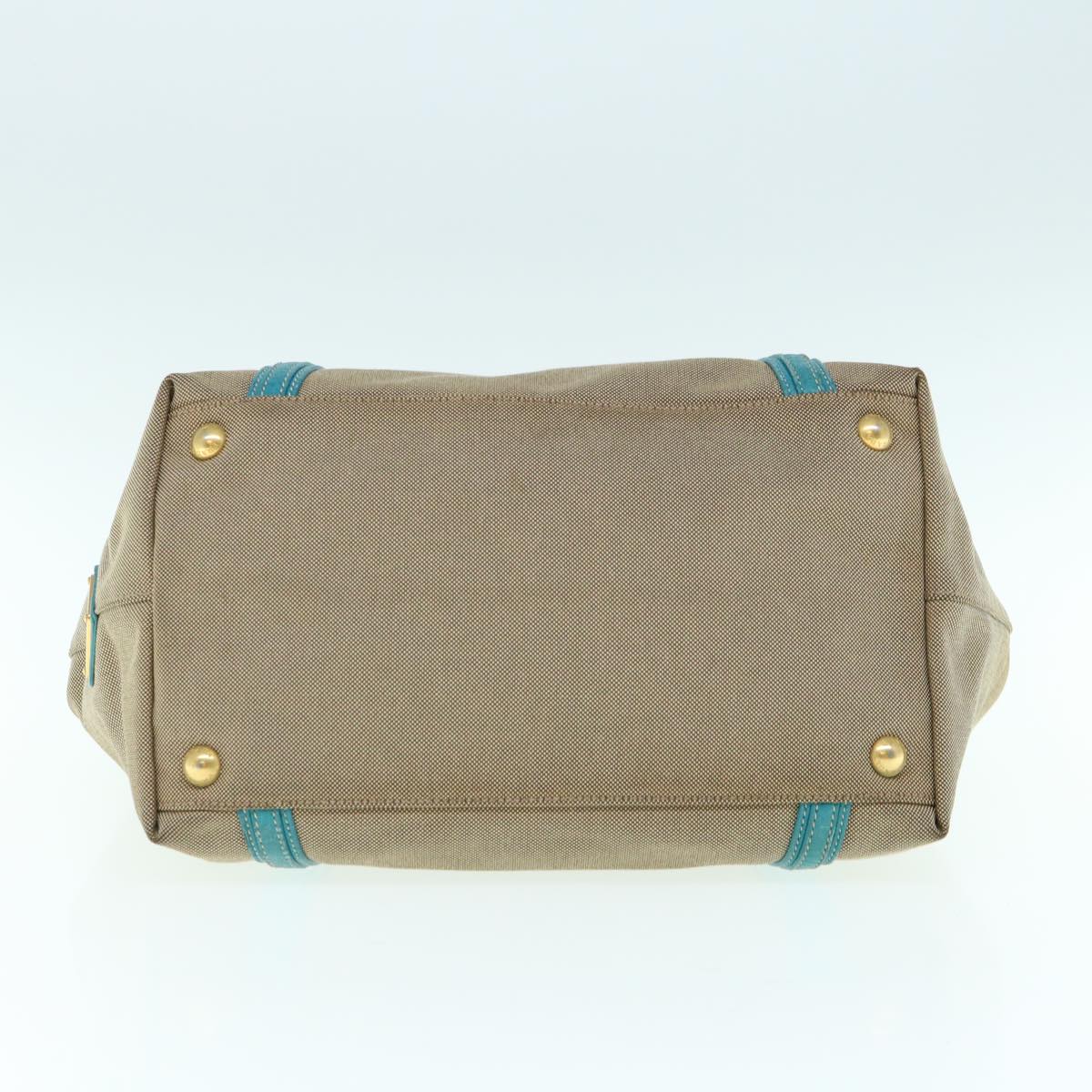 PRADA Hand Bag Canvas 2way Beige Blue Auth 62240