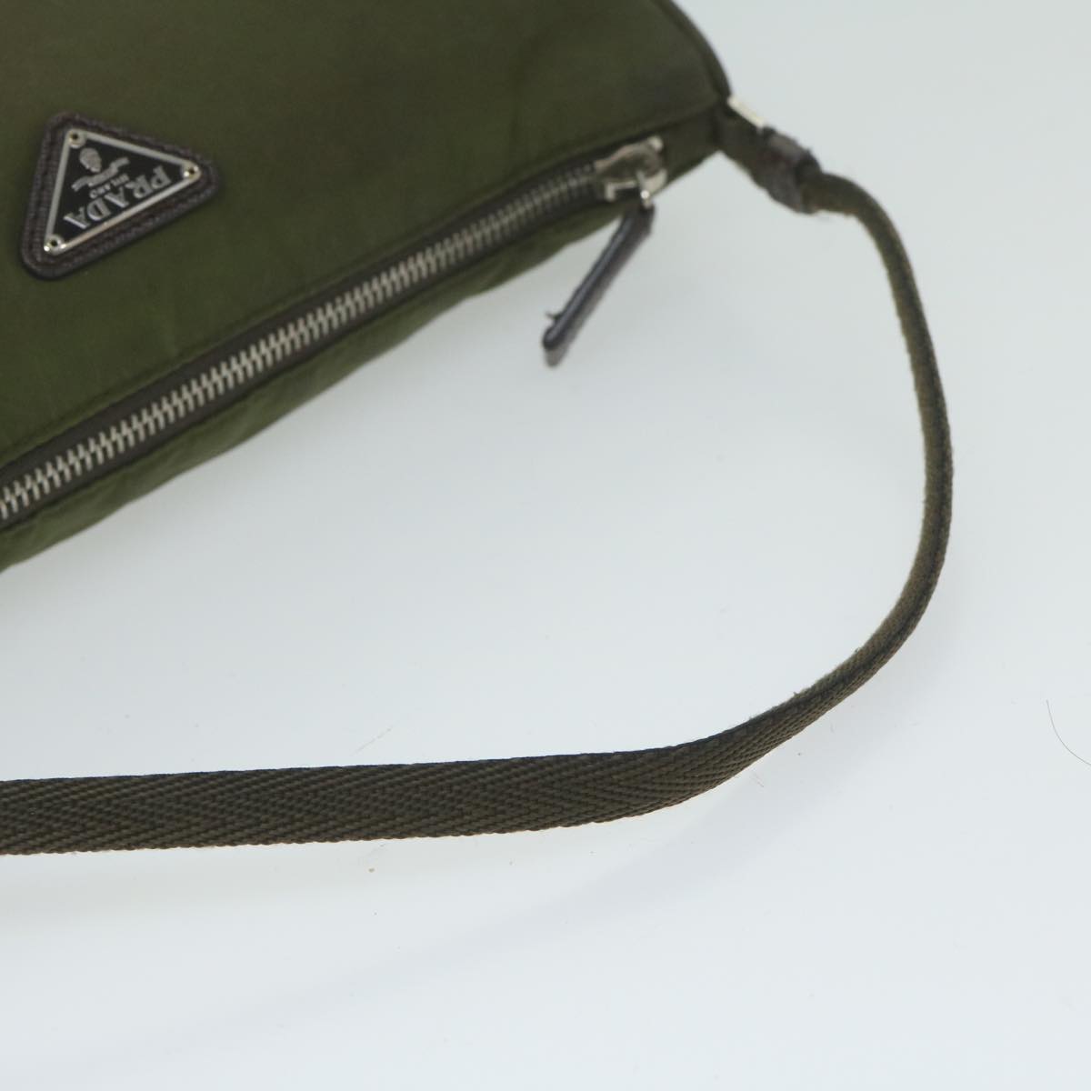 PRADA Accessory Pouch Nylon Khaki Auth 62267