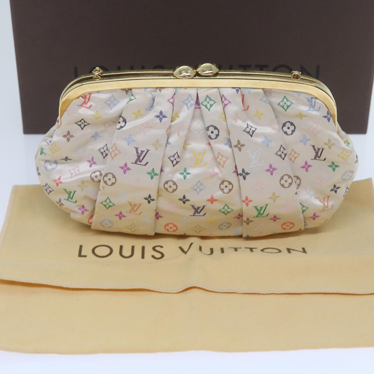 LOUIS VUITTON Monogram Multicolor Omoniere Hand Bag White LV Auth 62290S