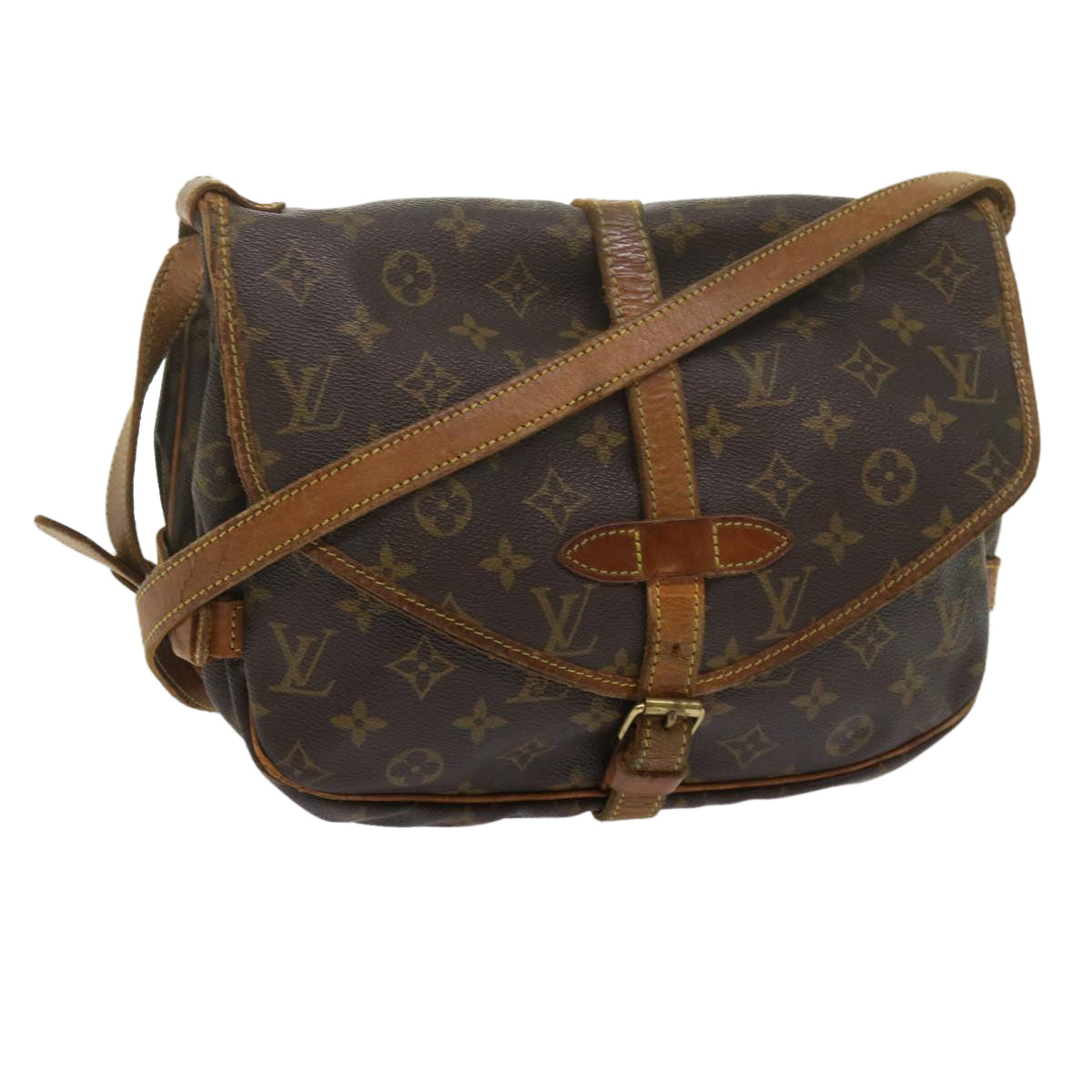 LOUIS VUITTON Monogram Saumur 30 Shoulder Bag M42256 LV Auth 62291