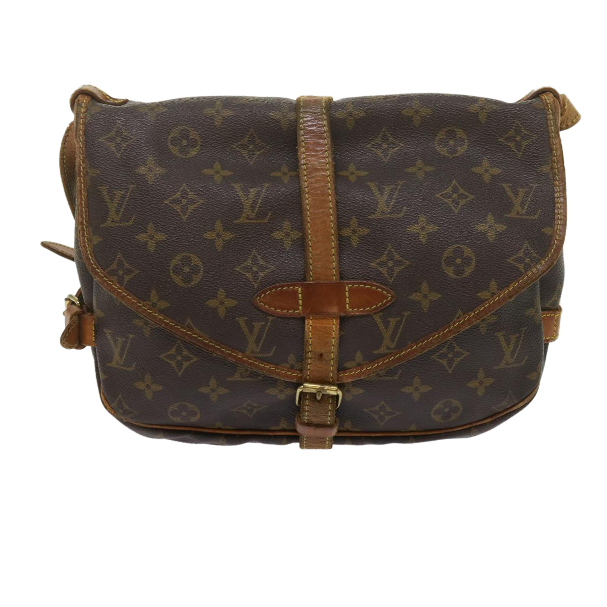 LOUIS VUITTON Monogram Saumur 30 Shoulder Bag M42256 LV Auth 62291