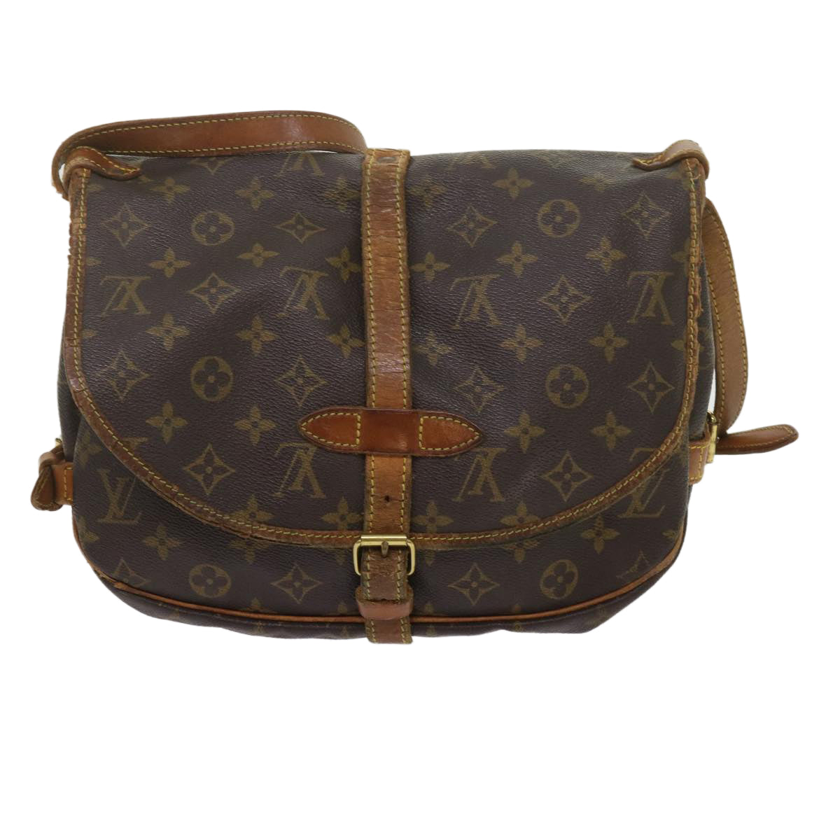 LOUIS VUITTON Monogram Saumur 30 Shoulder Bag M42256 LV Auth 62291