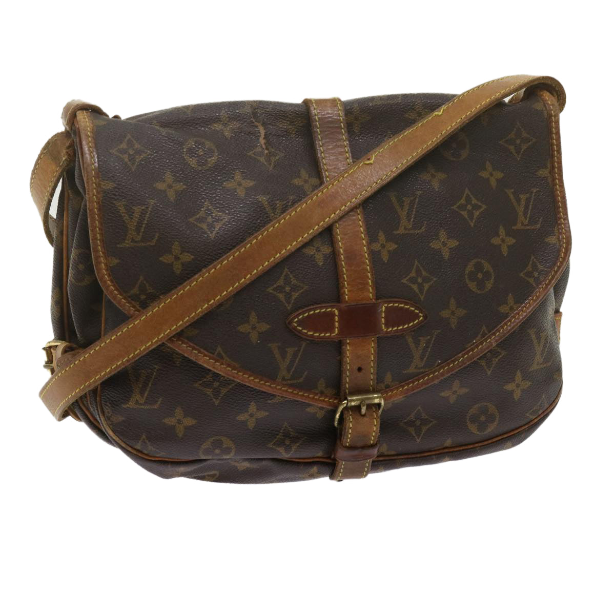 LOUIS VUITTON Monogram Saumur 30 Shoulder Bag M42256 LV Auth 62292