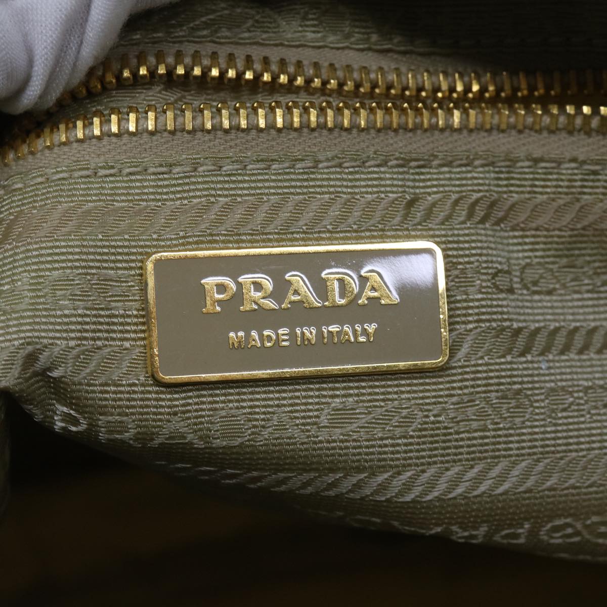 PRADA Shoulder Bag Nylon Beige Auth 62328