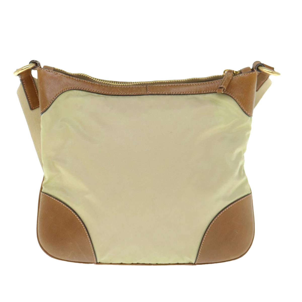 PRADA Shoulder Bag Nylon Beige Auth 62328