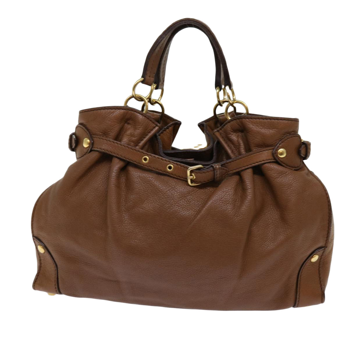 Miu Miu Hand Bag Leather Brown Auth 62342