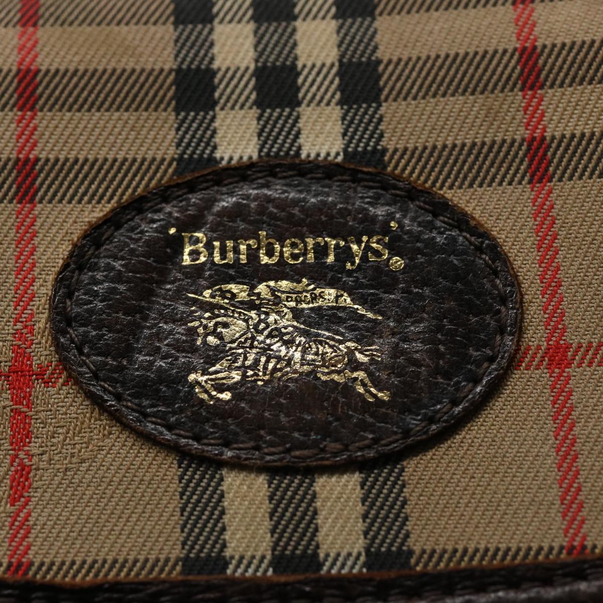 Burberrys Nova Check Clutch Bag Nylon Beige Auth 62367