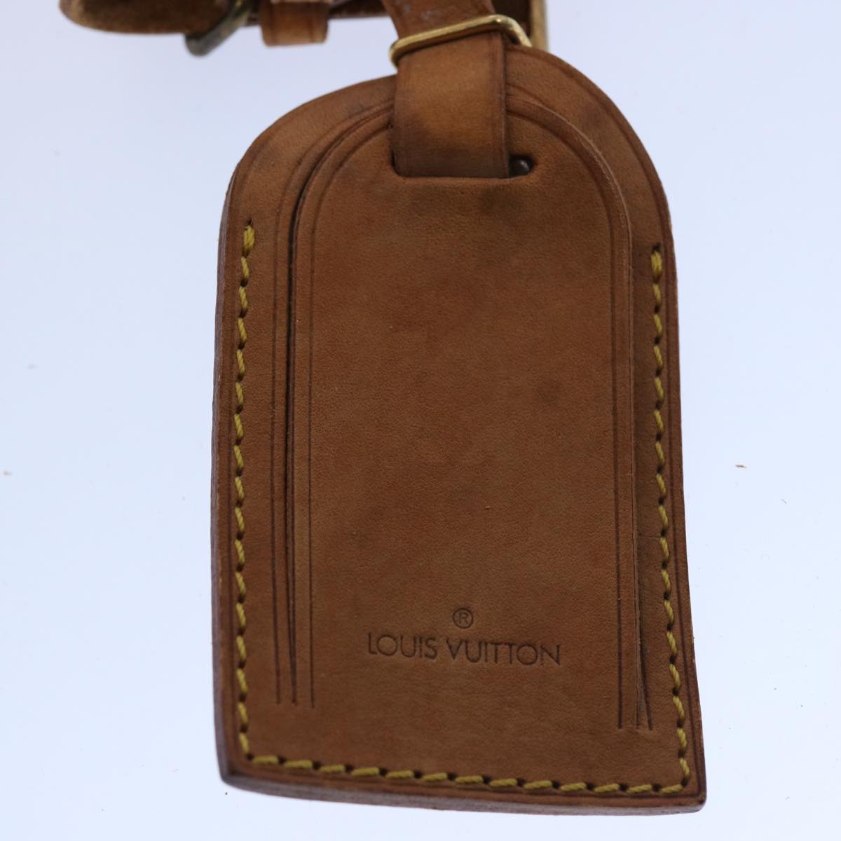 LOUIS VUITTON Powanie Name Tag Leather 10set Beige LV Auth 62377