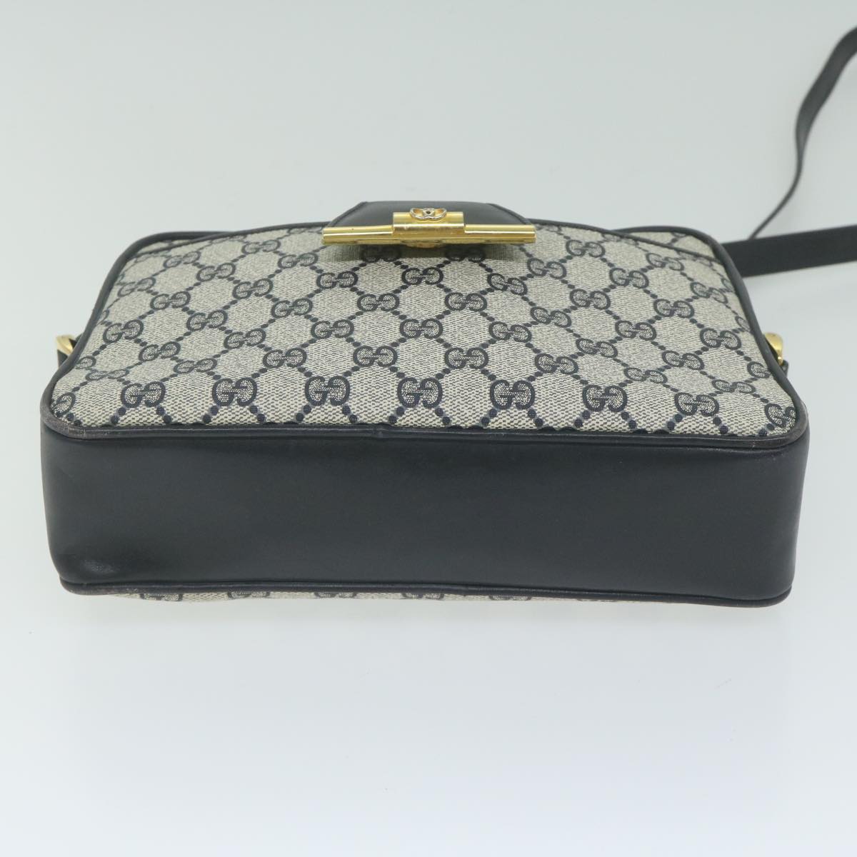 GUCCI GG Supreme Shoulder Bag PVC Leather Navy Auth 62385