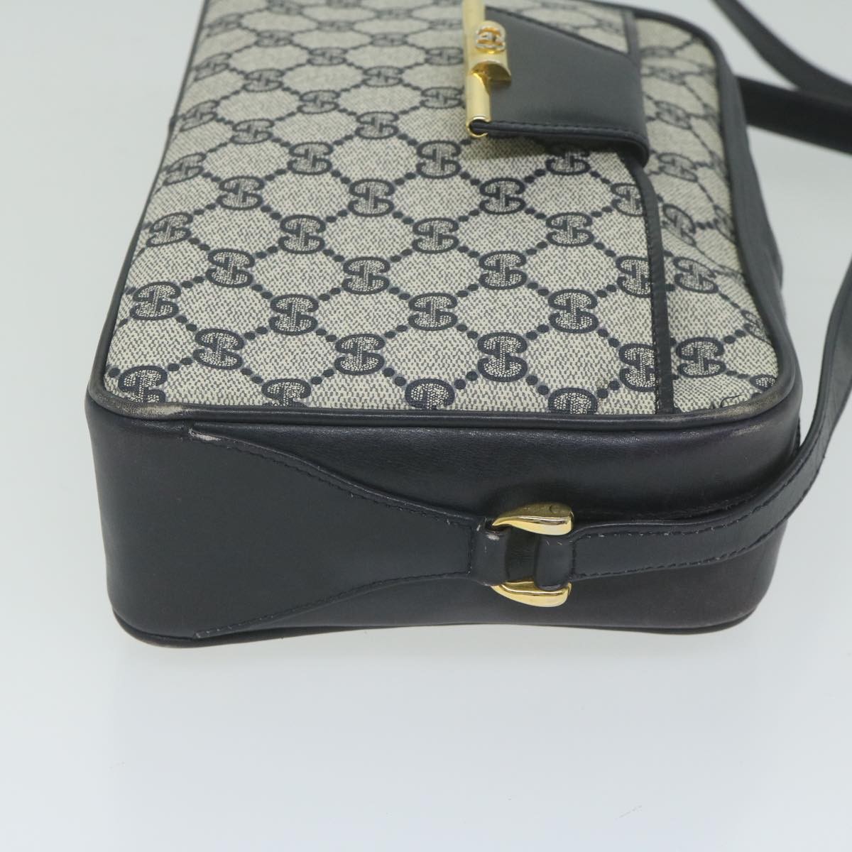 GUCCI GG Supreme Shoulder Bag PVC Leather Navy Auth 62385