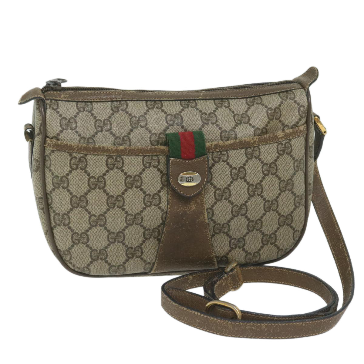 GUCCI GG Supreme Shoulder Bag PVC Leather Beige 89 02 032 Auth 62386