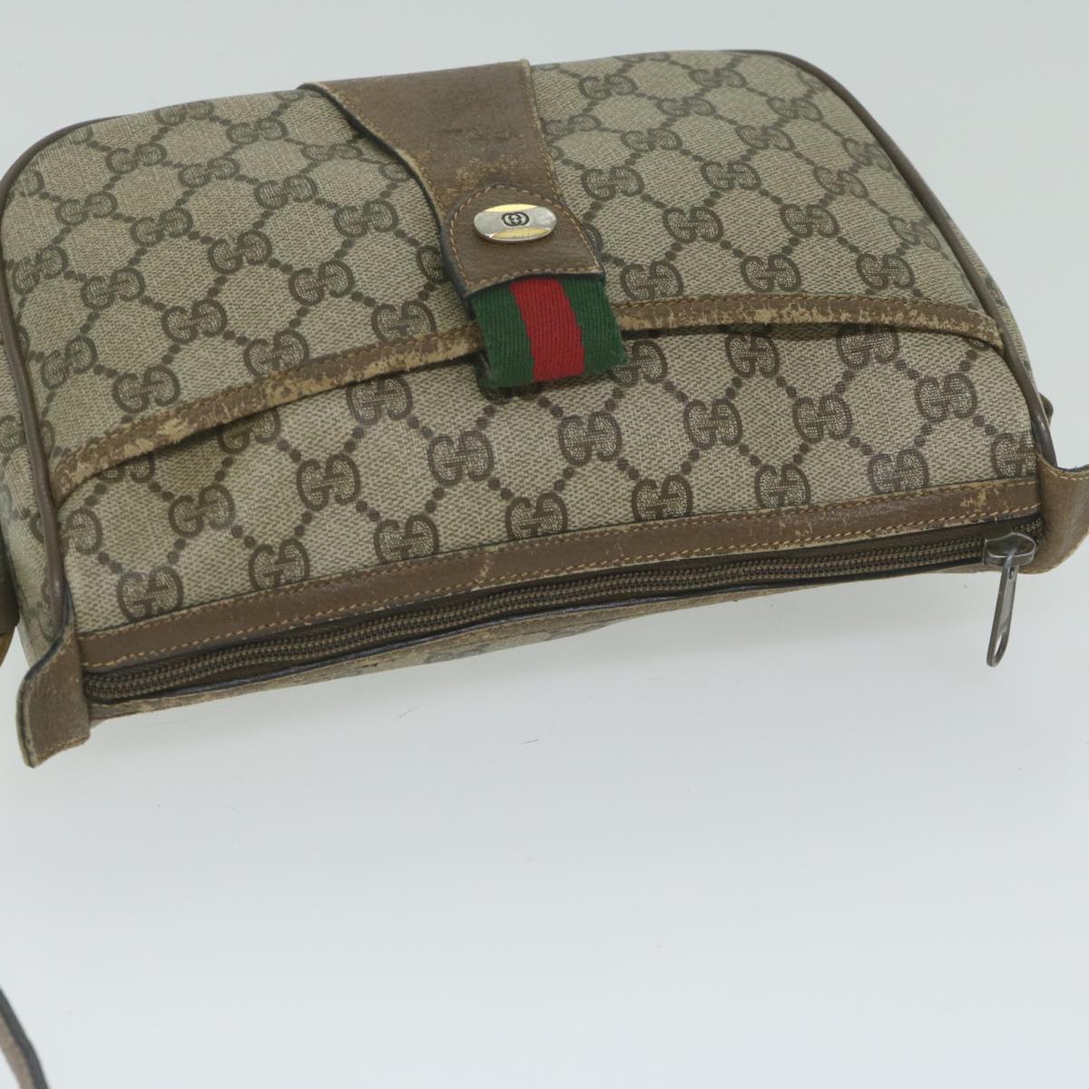 GUCCI GG Supreme Shoulder Bag PVC Leather Beige 89 02 032 Auth 62386