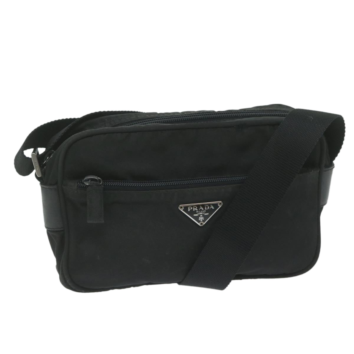 PRADA Shoulder Bag Nylon Black Auth 62392