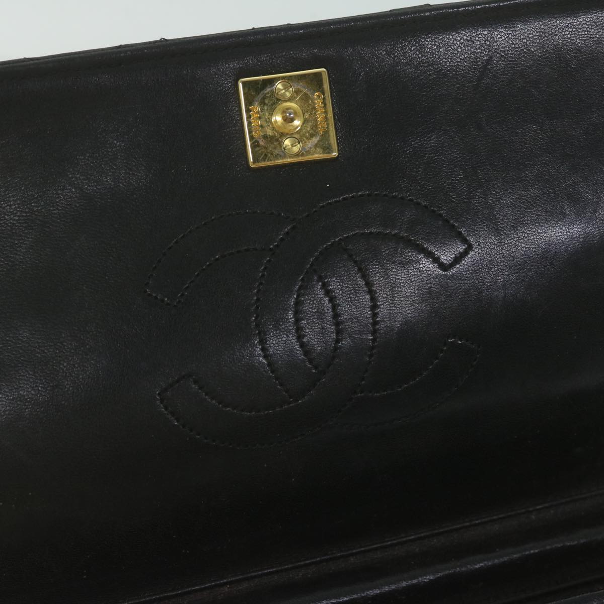 CHANEL Matelasse Chain Shoulder Bag Lamb Skin Black CC Auth 62395