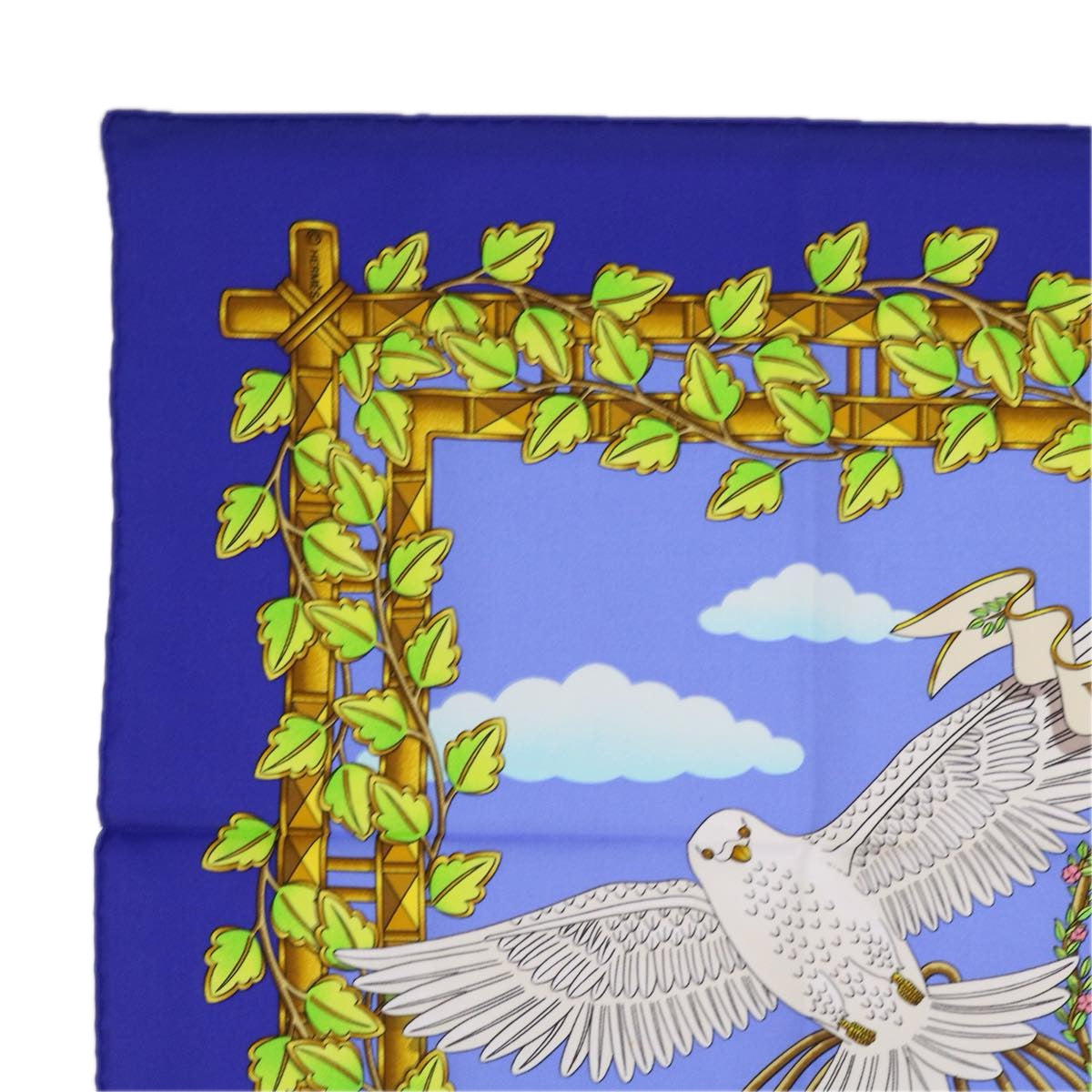 HERMES Carre 90 WE THE PEOPLES OF THE UNITED NATIONS Scarf Silk Blue Auth 62406