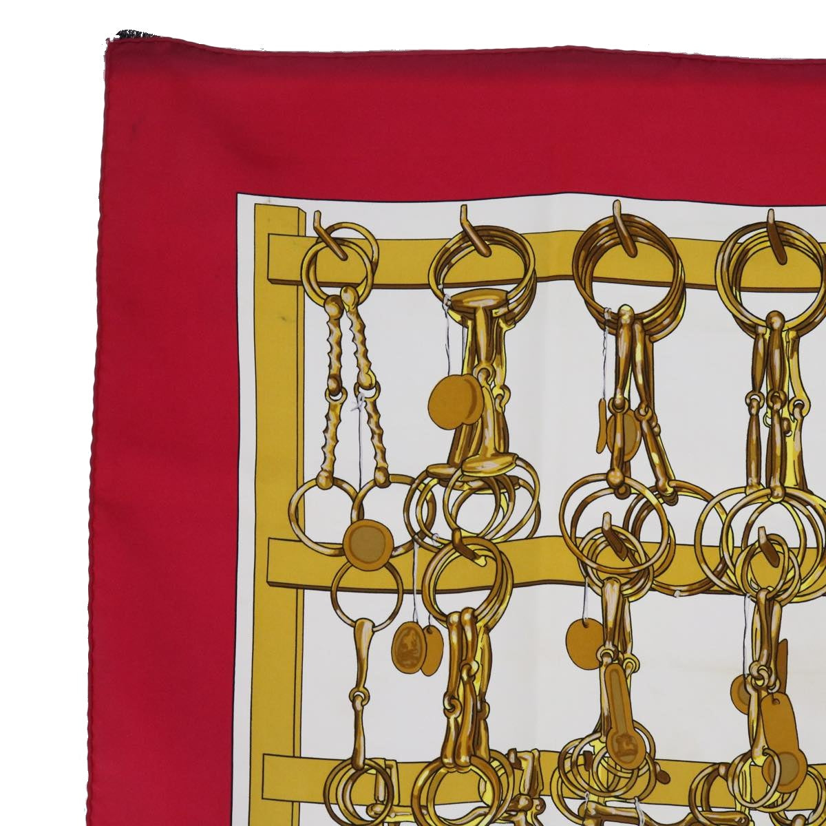 HERMES Carre 90 MORS&FILETS Scarf Silk Red Auth 62409 - 0
