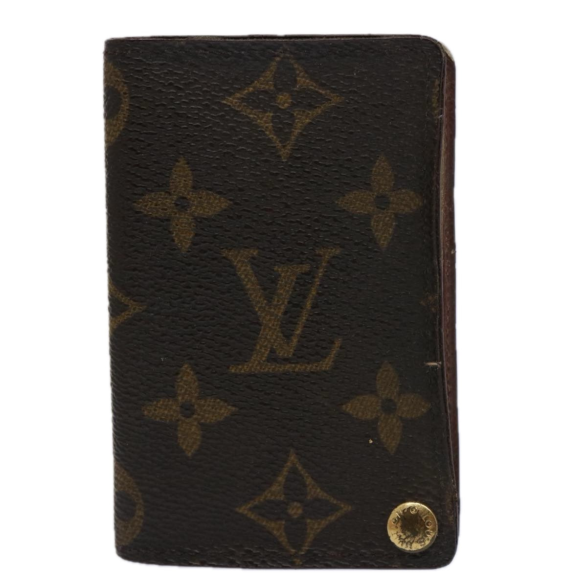 LOUIS VUITTON Monogram Porte Cartes Credit Pression Card Case M60937 Auth 62413