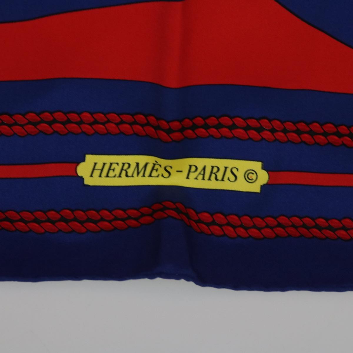 HERMES Carre 90 CHATEAUX DARRIERE Scarf Silk Red Blue Auth 62428
