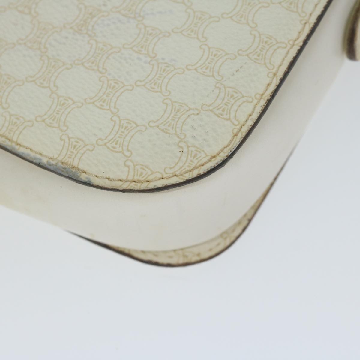 CELINE Macadam Canvas Shoulder Bag PVC Leather White Auth 62462