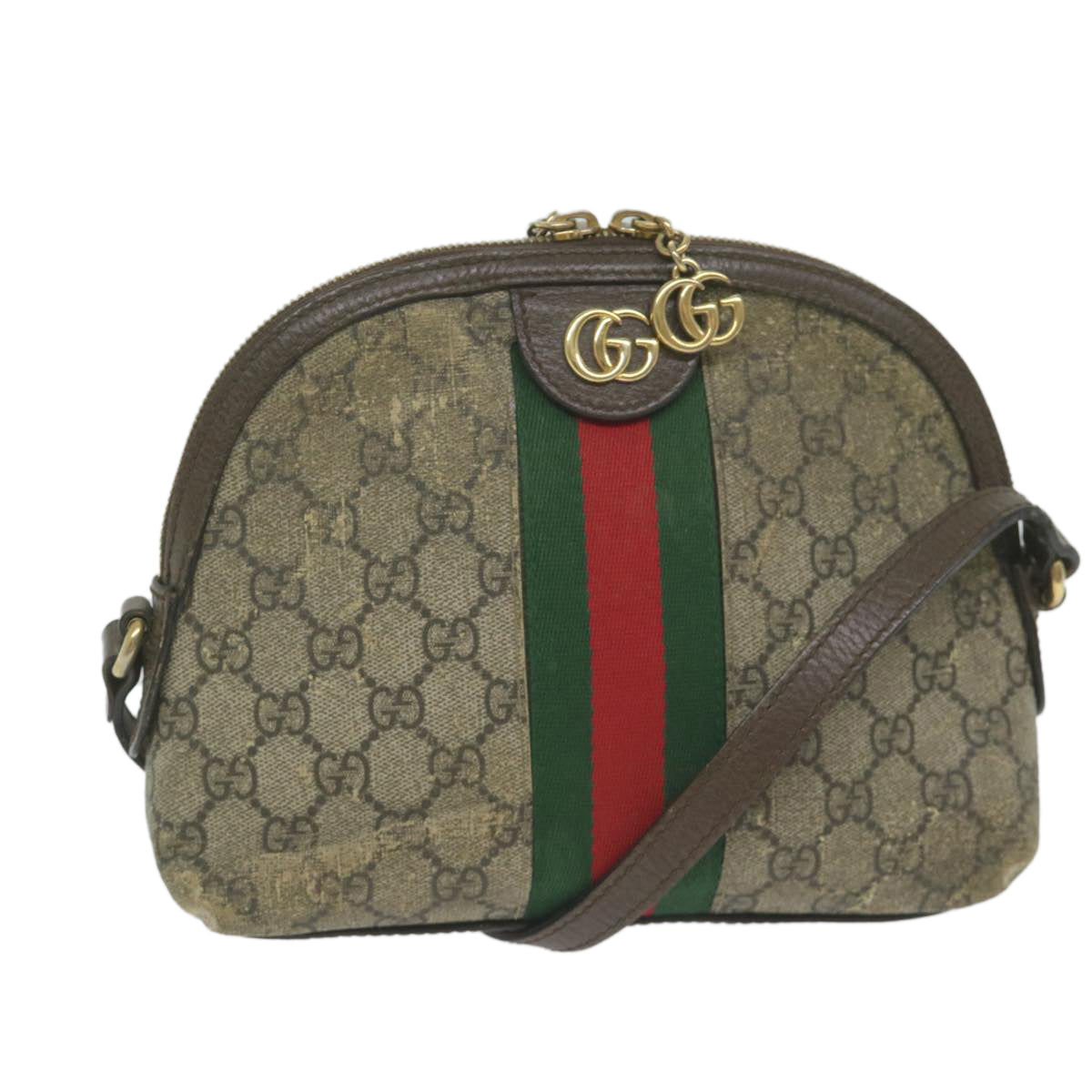 GUCCI GG Supreme Web Sherry Line Shoulder Bag Beige Red Green 499621 Auth 62469