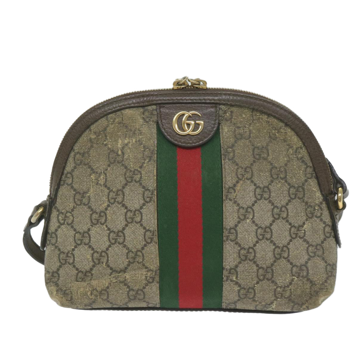 GUCCI GG Supreme Web Sherry Line Shoulder Bag Beige Red Green 499621 Auth 62469