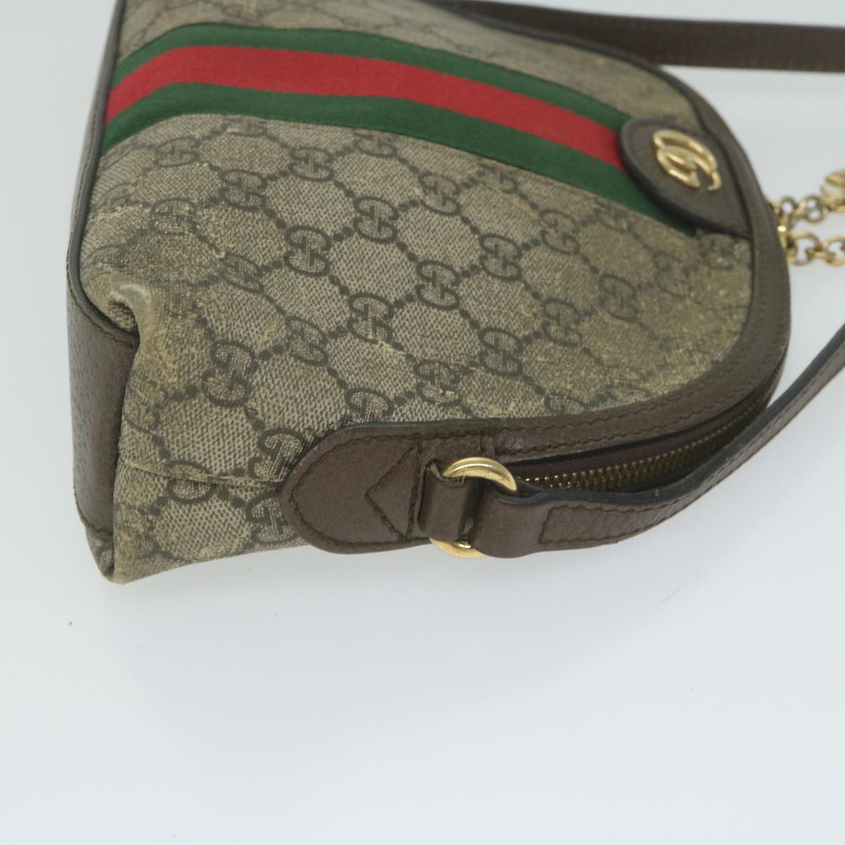 GUCCI GG Supreme Web Sherry Line Shoulder Bag Beige Red Green 499621 Auth 62469