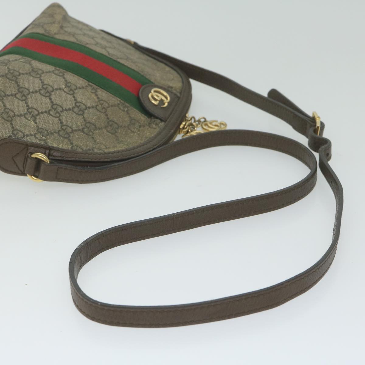 GUCCI GG Supreme Web Sherry Line Shoulder Bag Beige Red Green 499621 Auth 62469