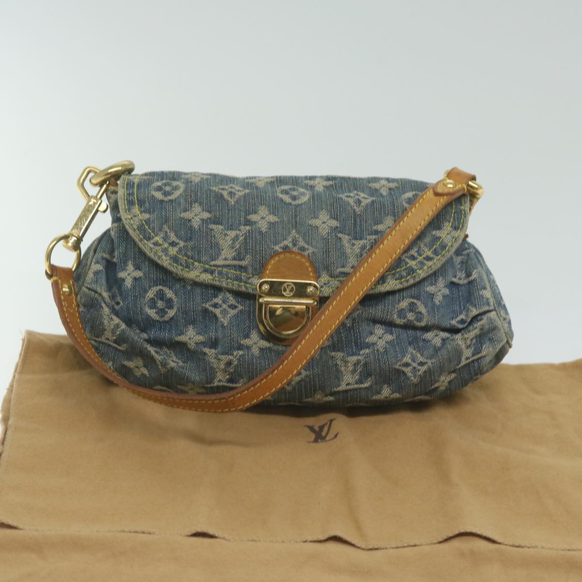 LOUIS VUITTON Monogram Denim Mini Preity Shoulder Bag Blue M95050 LV Auth 62481