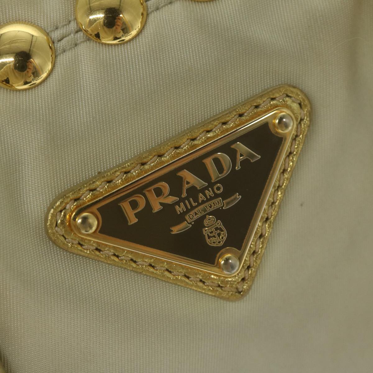 PRADA Hand Bag Nylon 2way Cream Auth 62489