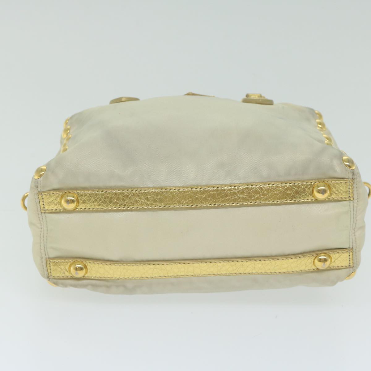 PRADA Hand Bag Nylon 2way Cream Auth 62489 - 0